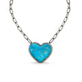 Turquoise Baguette Heart Paperclip Necklace