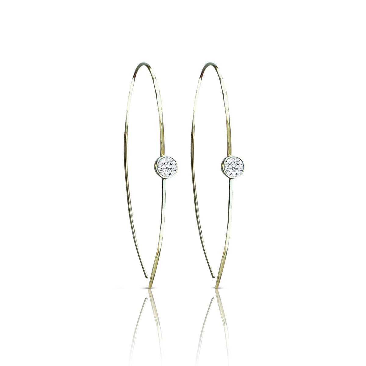 14k Hammered Diamond Earrings
