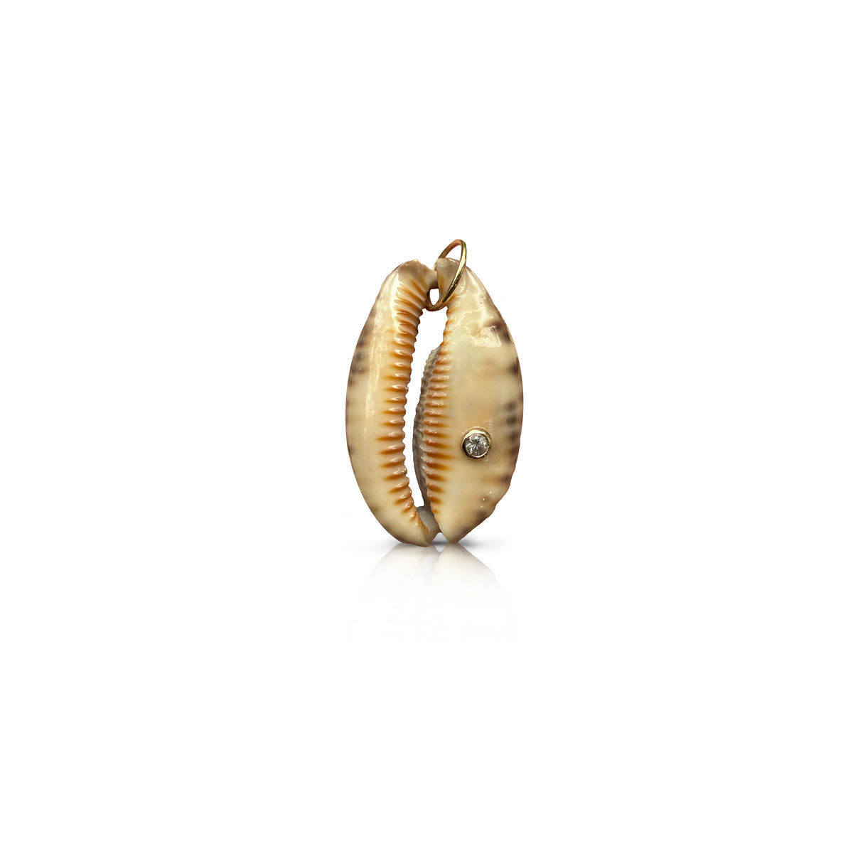 14k and Diamond Large Cowrie Shell Pendant